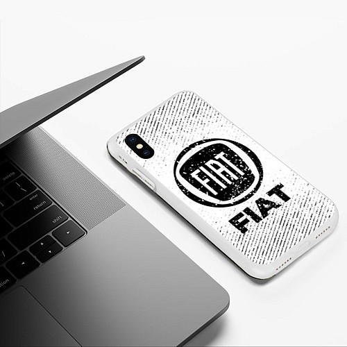 Чехол iPhone XS Max матовый Fiat с потертостями на светлом фоне / 3D-Белый – фото 3