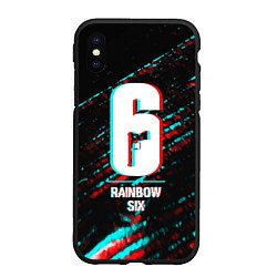 Чехол iPhone XS Max матовый Rainbow Six в стиле glitch и баги графики на темно, цвет: 3D-черный