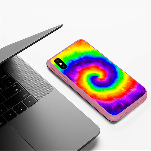 Чехол iPhone XS Max матовый Тай-дай / 3D-Малиновый – фото 3