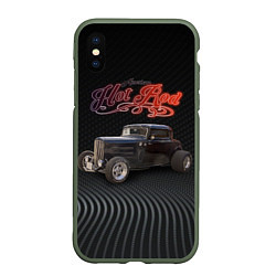 Чехол iPhone XS Max матовый Хот род на базе Ford модель B 1932 года, цвет: 3D-темно-зеленый