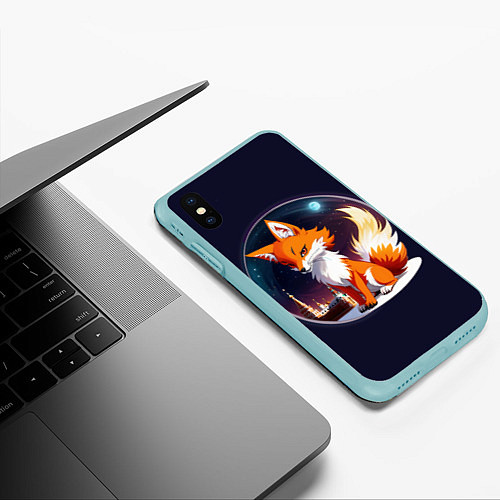Чехол iPhone XS Max матовый Лисичка в Москве / 3D-Мятный – фото 3