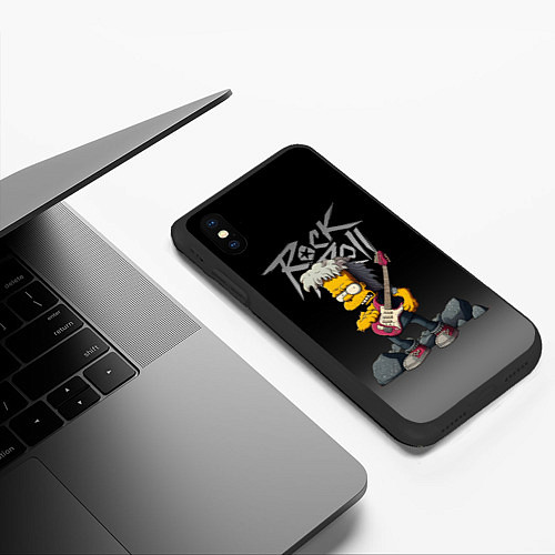 Чехол iPhone XS Max матовый Рок Симпсоны / 3D-Черный – фото 3