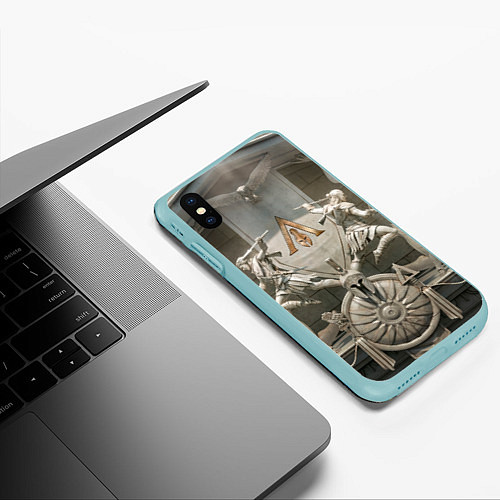 Чехол iPhone XS Max матовый Знаки братства ассасинов / 3D-Мятный – фото 3