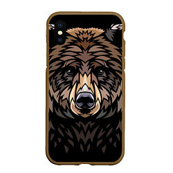 Чехол iPhone XS Max матовый Медведь в этническом стиле, цвет: 3D-коричневый