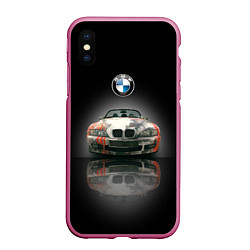 Чехол iPhone XS Max матовый Немецкий люксовый кабриолет BMW Z4, цвет: 3D-малиновый