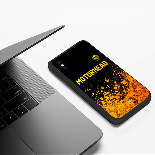 Чехол iPhone XS Max матовый Motorhead - gold gradient: символ сверху / 3D-Черный – фото 3