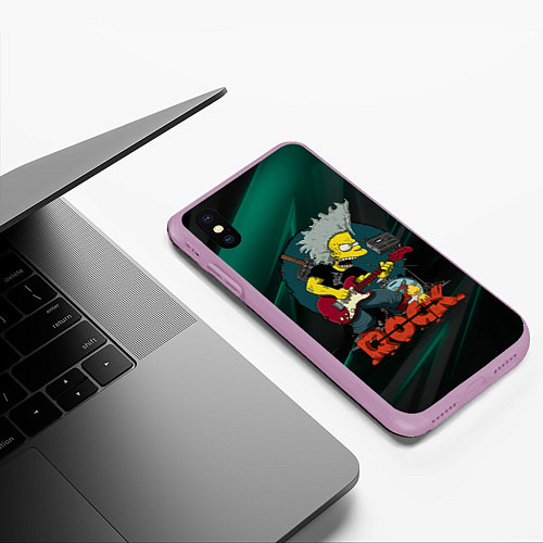 Чехол iPhone XS Max матовый Rock music Simpsons / 3D-Сиреневый – фото 3