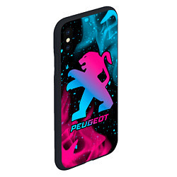 Чехол iPhone XS Max матовый Peugeot - neon gradient, цвет: 3D-черный — фото 2