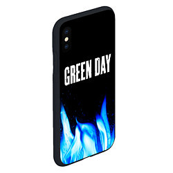 Чехол iPhone XS Max матовый Green Day blue fire, цвет: 3D-черный — фото 2