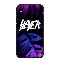 Чехол iPhone XS Max матовый Slayer neon monstera, цвет: 3D-черный