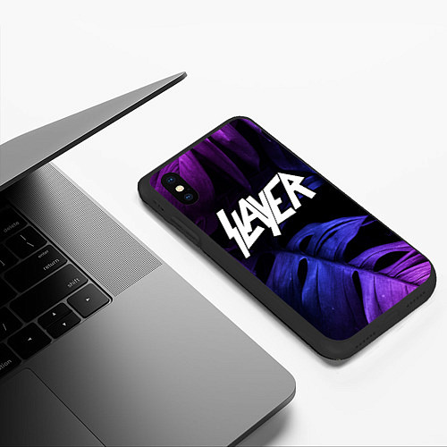 Чехол iPhone XS Max матовый Slayer neon monstera / 3D-Черный – фото 3