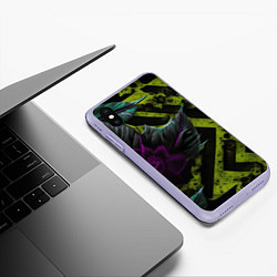 Чехол iPhone XS Max матовый Фиолетовый цветок и зеленые абстрактные листья, цвет: 3D-светло-сиреневый — фото 2