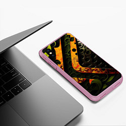 Чехол iPhone XS Max матовый Оранжевые полосы на неровной текстуре, цвет: 3D-розовый — фото 2