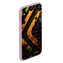 Чехол iPhone XS Max матовый Оранжевые полосы на неровной текстуре, цвет: 3D-розовый — фото 2