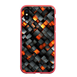 Чехол iPhone XS Max матовый Раскаленные блоки паттерн, цвет: 3D-красный