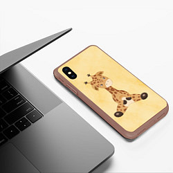 Чехол iPhone XS Max матовый Малыш жираф, цвет: 3D-коричневый — фото 2