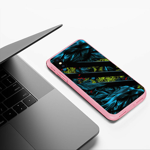 Чехол iPhone XS Max матовый Зеленая объемная абстракция / 3D-Баблгам – фото 3