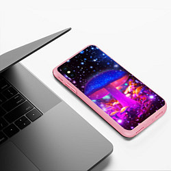 Чехол iPhone XS Max матовый Звезды и неоновые светящиеся грибы, цвет: 3D-баблгам — фото 2