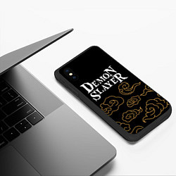 Чехол iPhone XS Max матовый Demon Slayer anime clouds, цвет: 3D-черный — фото 2