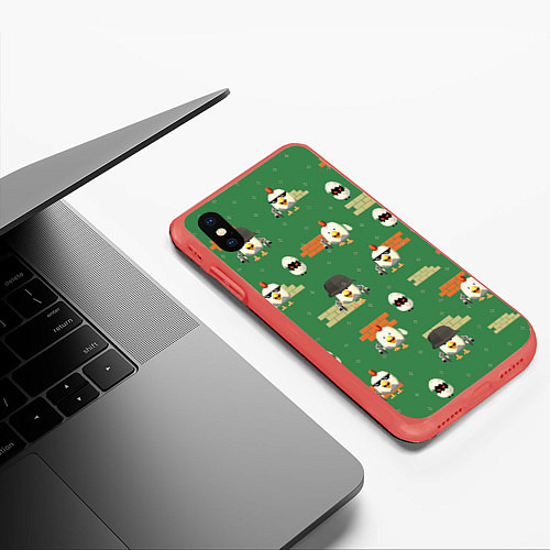 Чехол iPhone XS Max матовый Chicken gun battle / 3D-Красный – фото 3