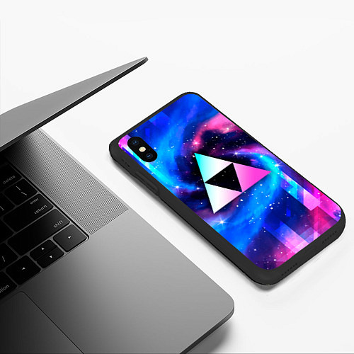 Чехол iPhone XS Max матовый Zelda неоновый космос / 3D-Черный – фото 3