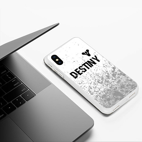 Чехол iPhone XS Max матовый Destiny glitch на светлом фоне: символ сверху / 3D-Белый – фото 3