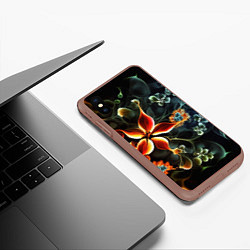 Чехол iPhone XS Max матовый Абстрактные цветы, цвет: 3D-коричневый — фото 2