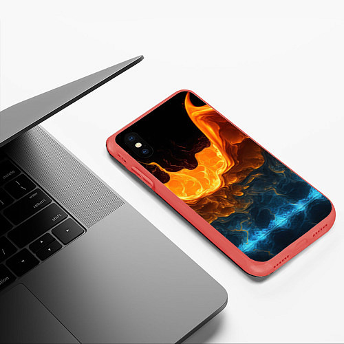 Чехол iPhone XS Max матовый Лава и вода / 3D-Красный – фото 3