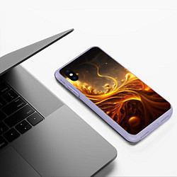 Чехол iPhone XS Max матовый Желтые абстрактные узоры, цвет: 3D-светло-сиреневый — фото 2