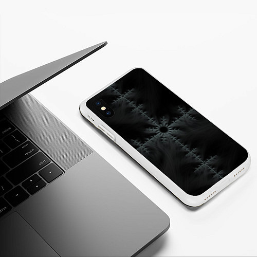 Чехол iPhone XS Max матовый Фрактал снежинка / 3D-Белый – фото 3