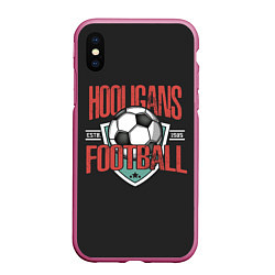 Чехол iPhone XS Max матовый Football hooligans, цвет: 3D-малиновый