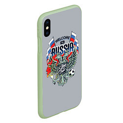 Чехол iPhone XS Max матовый Welcome to Russia - футбол, цвет: 3D-салатовый — фото 2