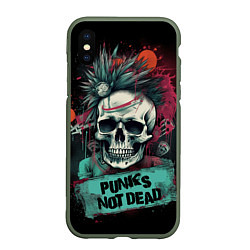 Чехол iPhone XS Max матовый Punks not dead, цвет: 3D-темно-зеленый