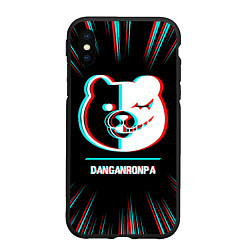 Чехол iPhone XS Max матовый Символ Danganronpa в стиле glitch на темном фоне, цвет: 3D-черный