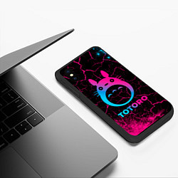 Чехол iPhone XS Max матовый Totoro - neon gradient, цвет: 3D-черный — фото 2