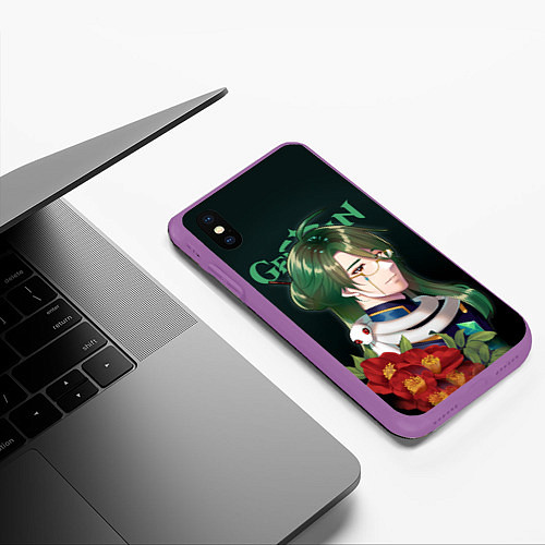 Чехол iPhone XS Max матовый Genshin Impact Baizhu / 3D-Фиолетовый – фото 3