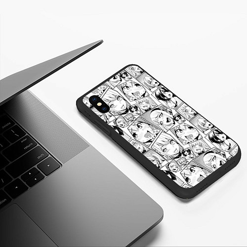 Чехол iPhone XS Max матовый Anime hentai ahegao / 3D-Черный – фото 3