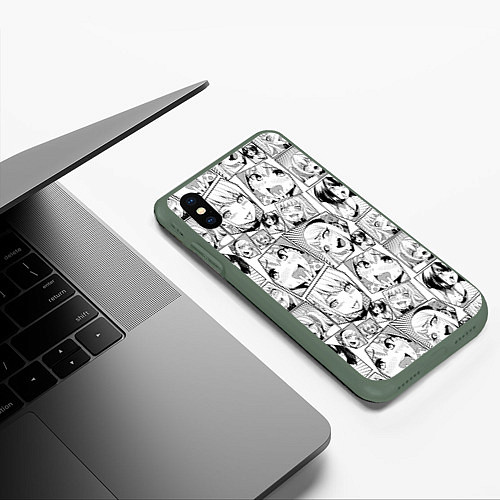 Чехол iPhone XS Max матовый Anime hentai ahegao / 3D-Темно-зеленый – фото 3