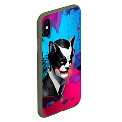 Чехол iPhone XS Max матовый Dude-cat - neural network - pop art, цвет: 3D-темно-зеленый — фото 2