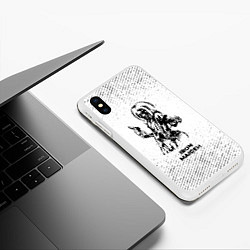 Чехол iPhone XS Max матовый Iron Maiden с потертостями на светлом фоне, цвет: 3D-белый — фото 2