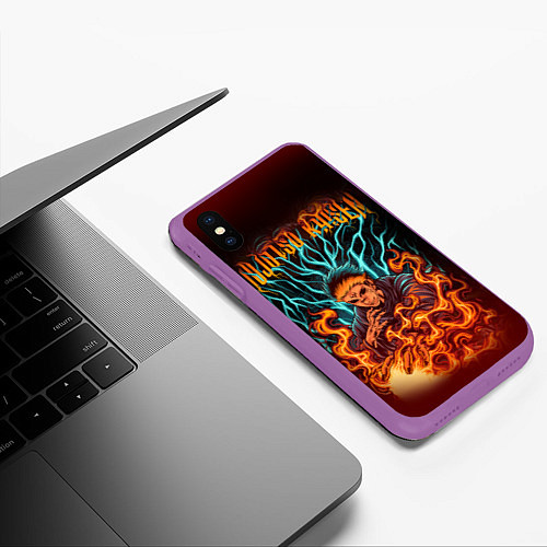 Чехол iPhone XS Max матовый Магическая битва Сукуна творит магию / 3D-Фиолетовый – фото 3