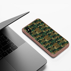 Чехол iPhone XS Max матовый Звери - камуфляж, цвет: 3D-коричневый — фото 2