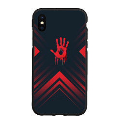Чехол iPhone XS Max матовый Красный символ Death Stranding на темном фоне со с, цвет: 3D-черный
