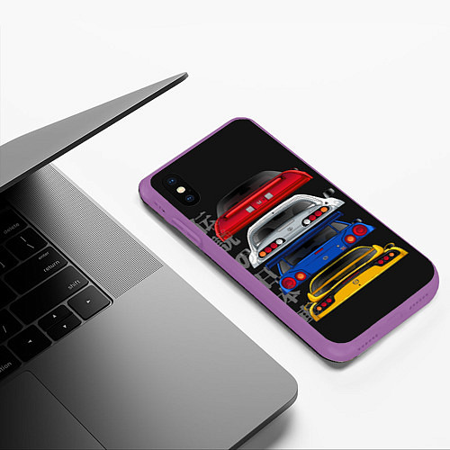 Чехол iPhone XS Max матовый Тойота, Ниссан, Хонда, Скайлайн / 3D-Фиолетовый – фото 3