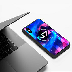 Чехол iPhone XS Max матовый Mass Effect неоновый космос, цвет: 3D-черный — фото 2