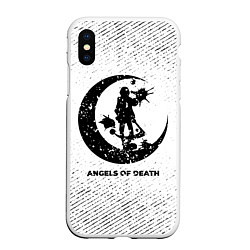 Чехол iPhone XS Max матовый Angels of Death с потертостями на светлом фоне, цвет: 3D-белый