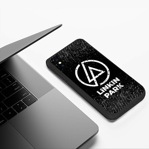 Чехол iPhone XS Max матовый Linkin Park с потертостями на темном фоне / 3D-Черный – фото 3