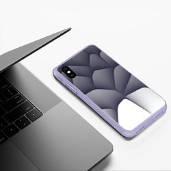 Чехол iPhone XS Max матовый Паттерн из гладких камней, цвет: 3D-светло-сиреневый — фото 2