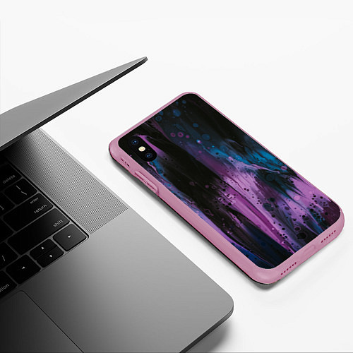 Чехол iPhone XS Max матовый Фиолетовые абстрактные тени / 3D-Розовый – фото 3