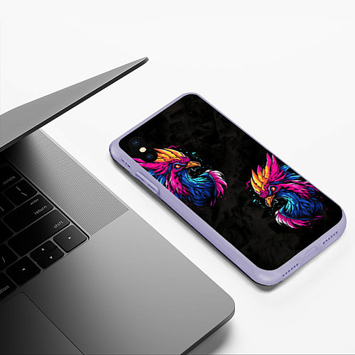 Чехол iPhone XS Max матовый Киберпанк Птица / 3D-Светло-сиреневый – фото 3